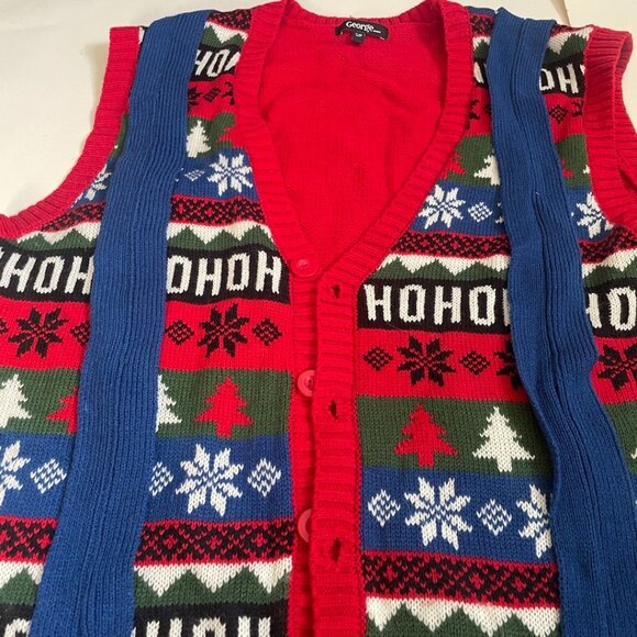 “Ho Ho Ho” Ugly Christmas Sweater Vest - Picture 2 of 8